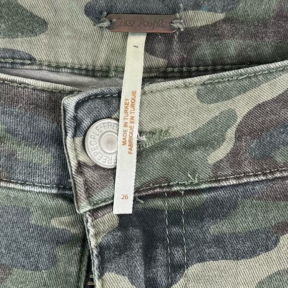 Free People Urban Outfitters Jeans Womens Size 26 Green Army Camouflage Skinny - Picture 12 of 15